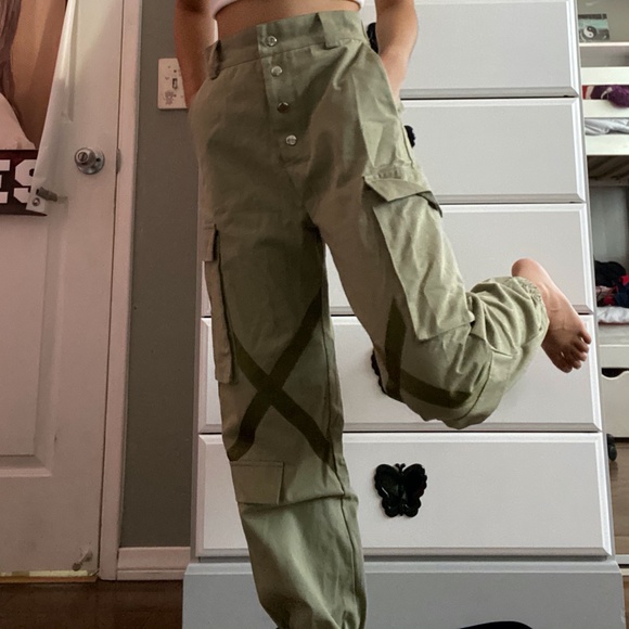 Army Green Cargo Streetwear Pants 
